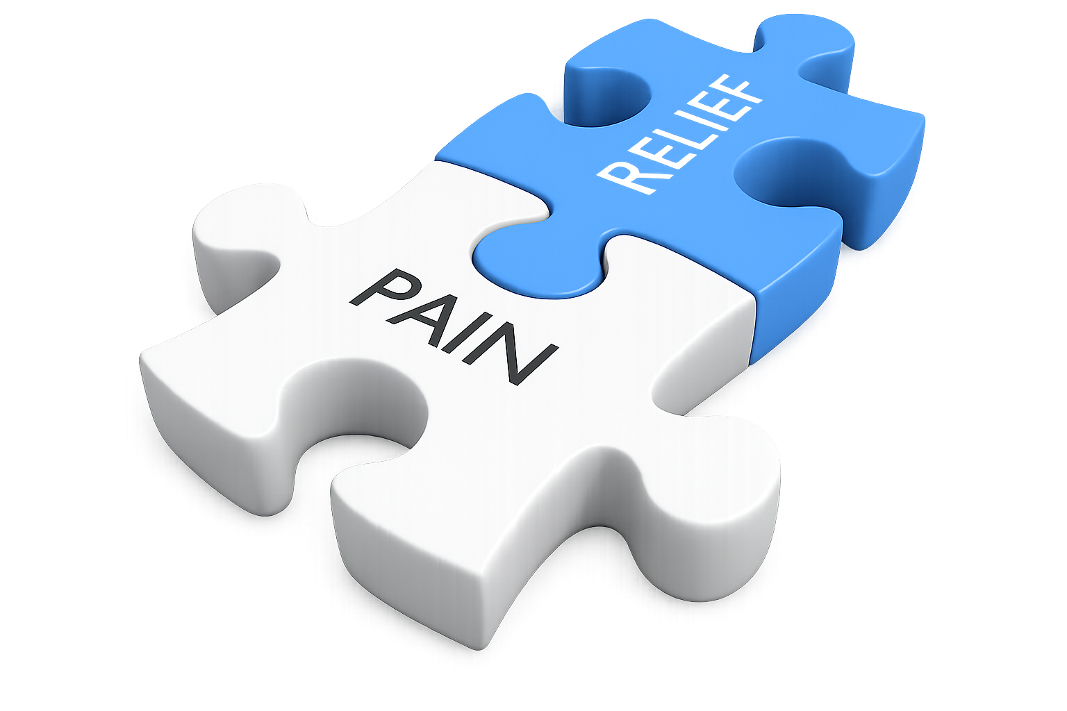 Pain and relief puzzle pieces fitting together